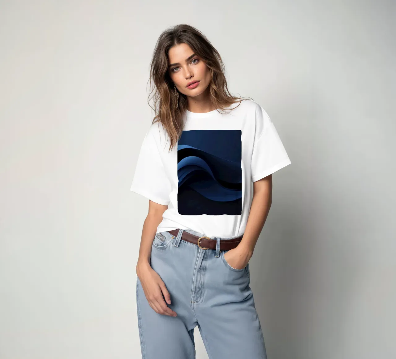 Waves of deep blue create a soothing abstract background t-shirt by DesignDoodle