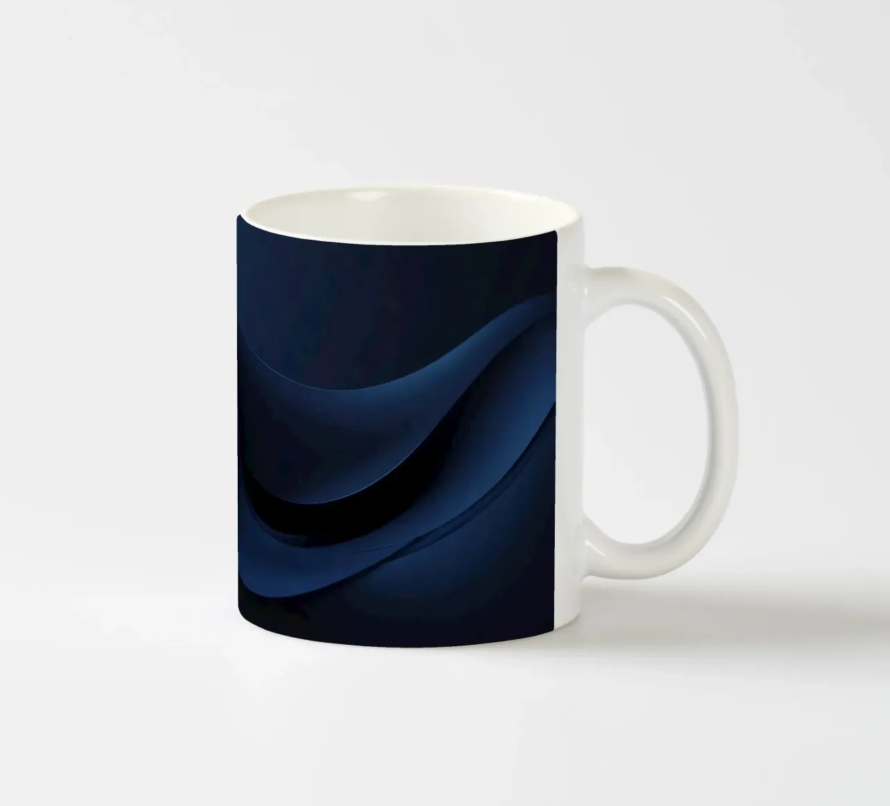 Waves of deep blue create a soothing abstract background ceramic mug by DesignDoodle