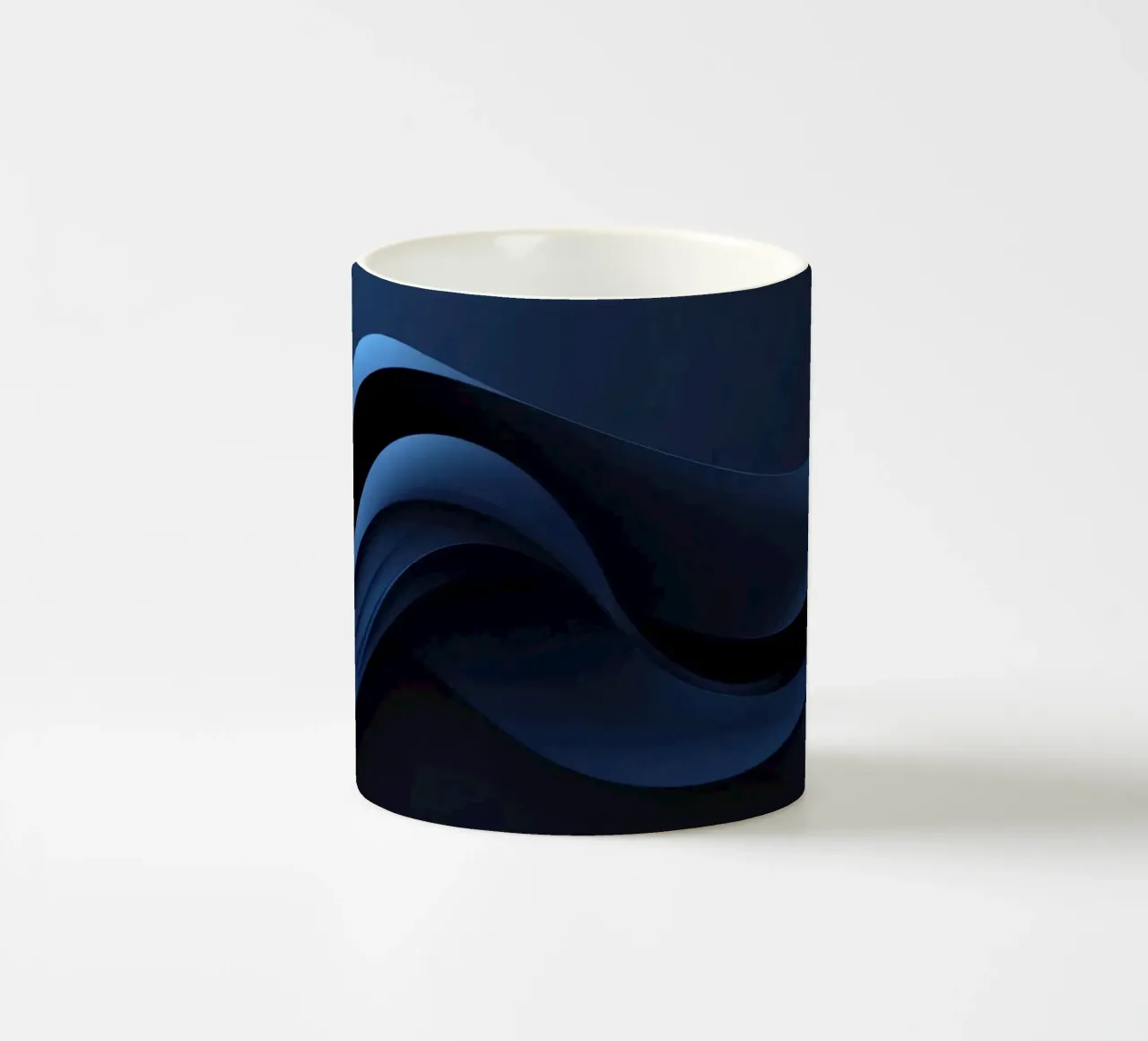 Waves of deep blue create a soothing abstract background ceramic mug by DesignDoodle