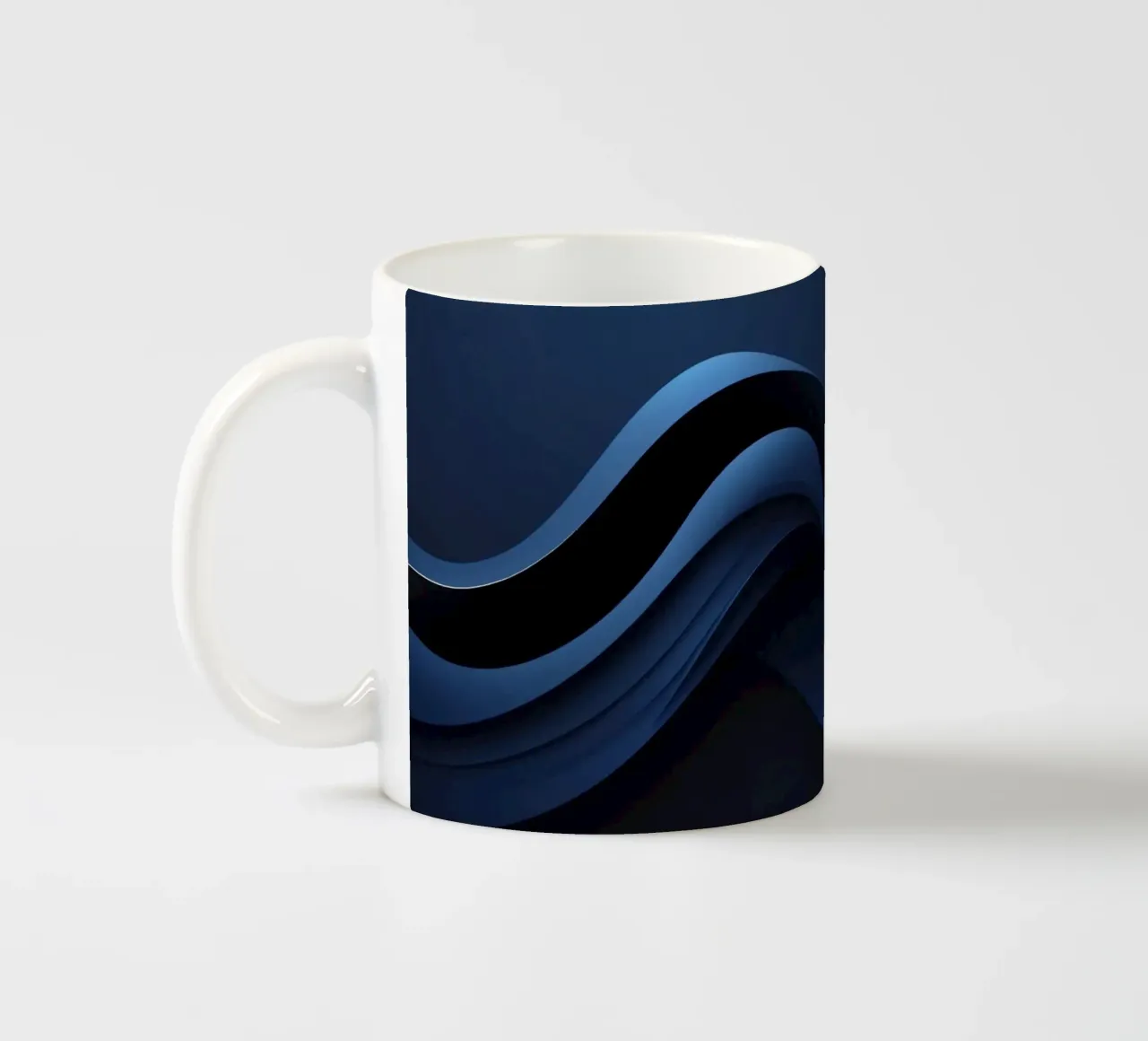 Waves of deep blue create a soothing abstract background ceramic mug by DesignDoodle