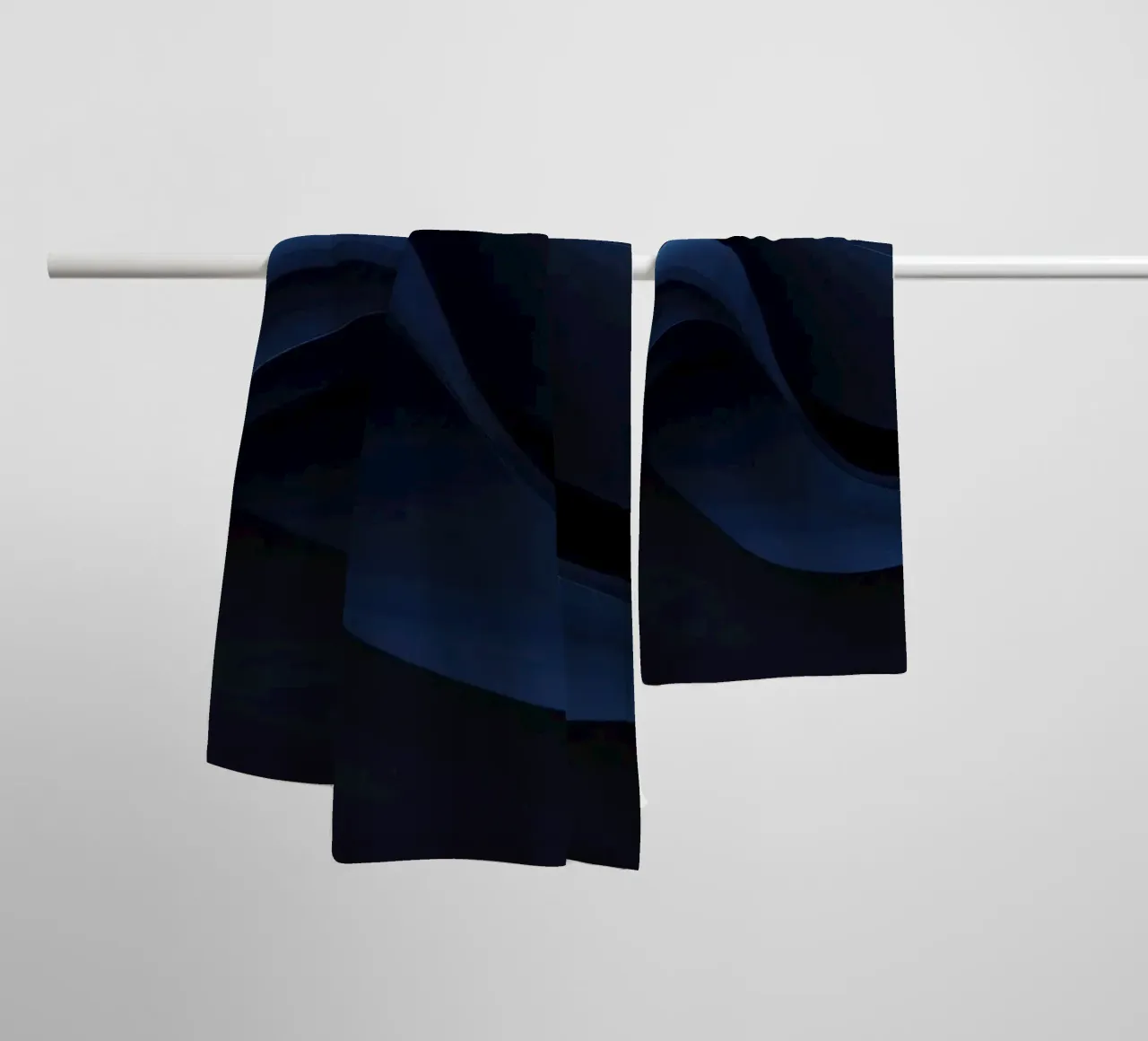 Waves of deep blue create a soothing abstract background towel by DesignDoodle