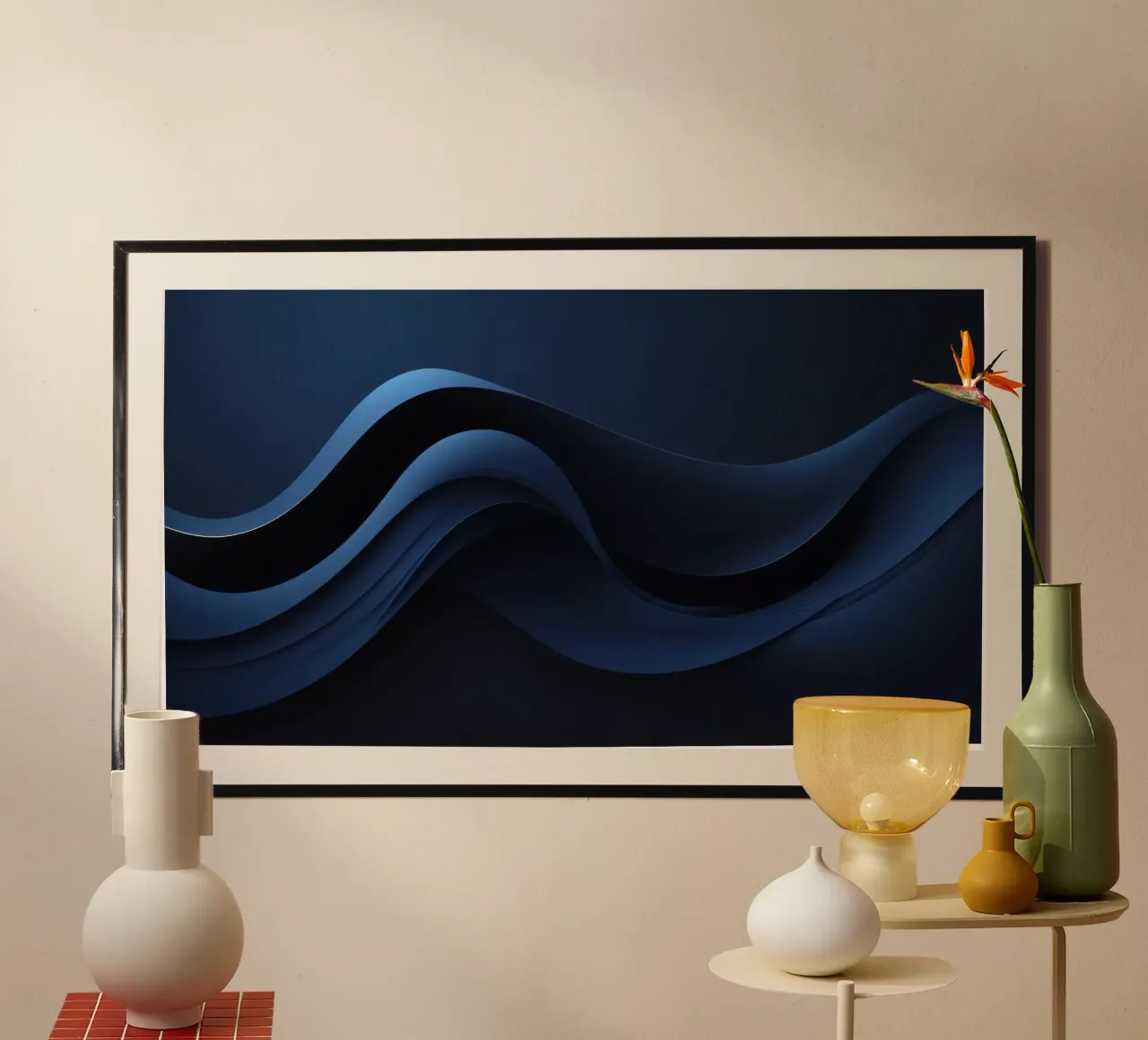 Waves of deep blue create a soothing abstract background hahnemühle by DesignDoodle