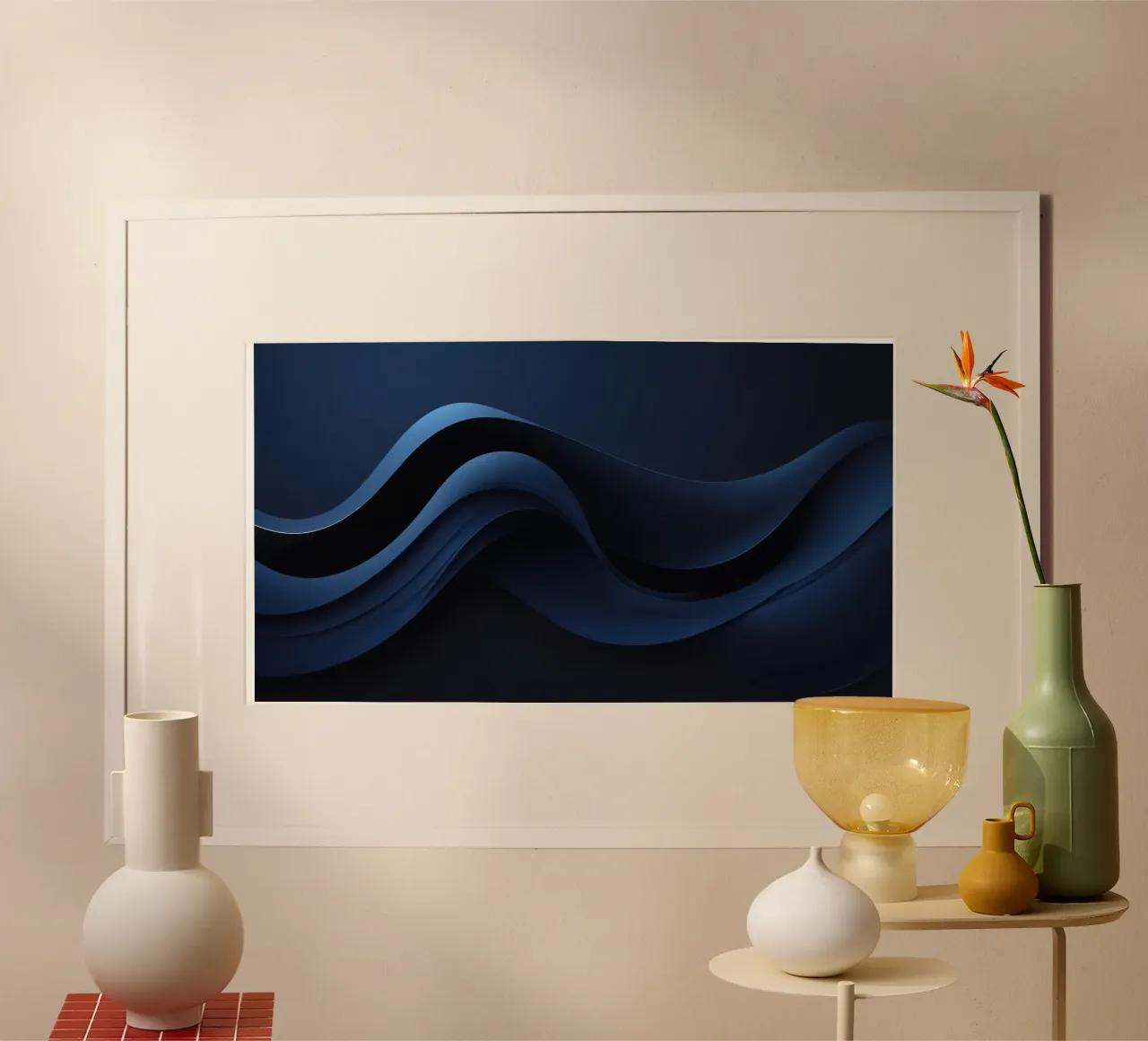 Waves of deep blue create a soothing abstract background hahnemühle by DesignDoodle