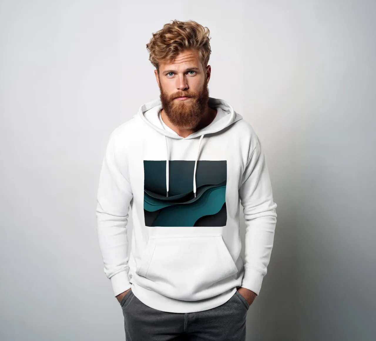 Elegante carta da parati astratta con curve morbide felpa con cappuccio da DesignDoodle