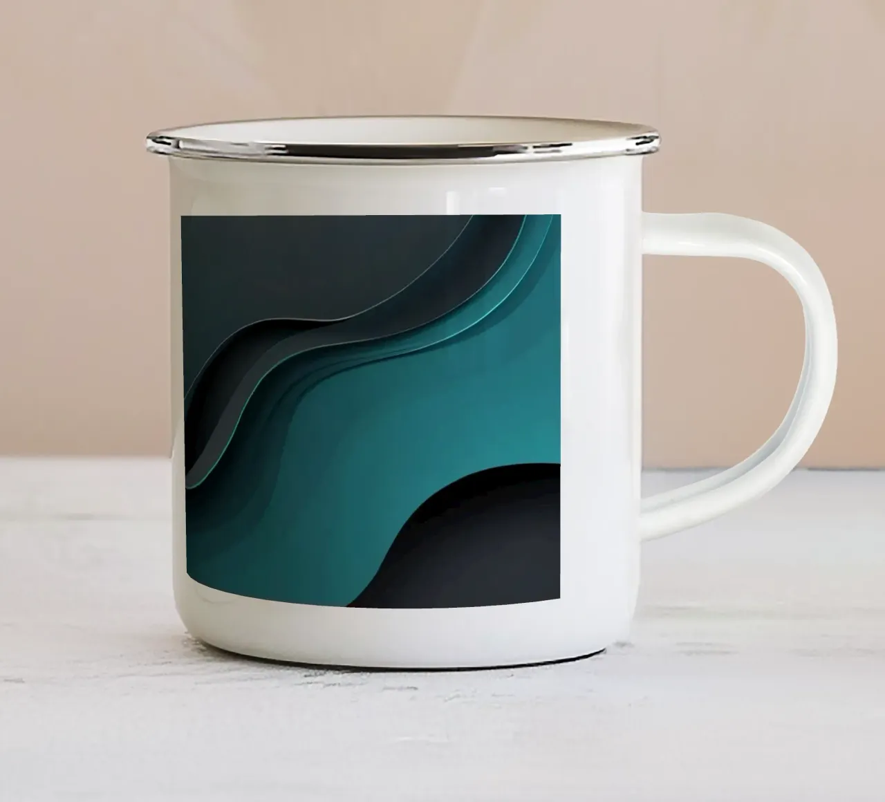 Elegante carta da parati astratta con curve morbide tazza in smalto da DesignDoodle