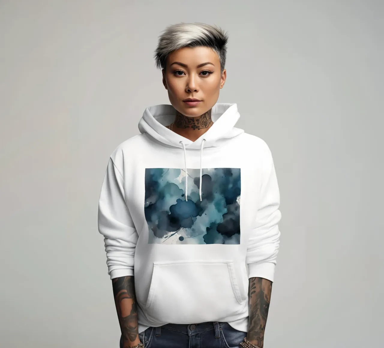 Colorful abstract background design with dynamic brush strok hoodie by DesignDoodle