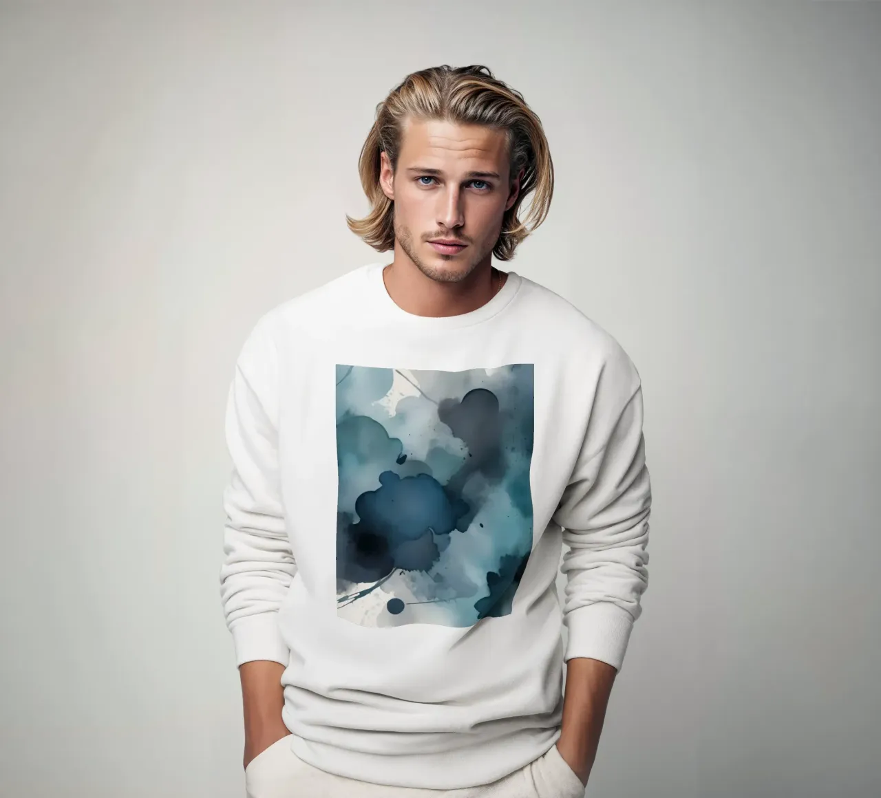 Colorful abstract background design with dynamic brush strok sweatshirt by DesignDoodle