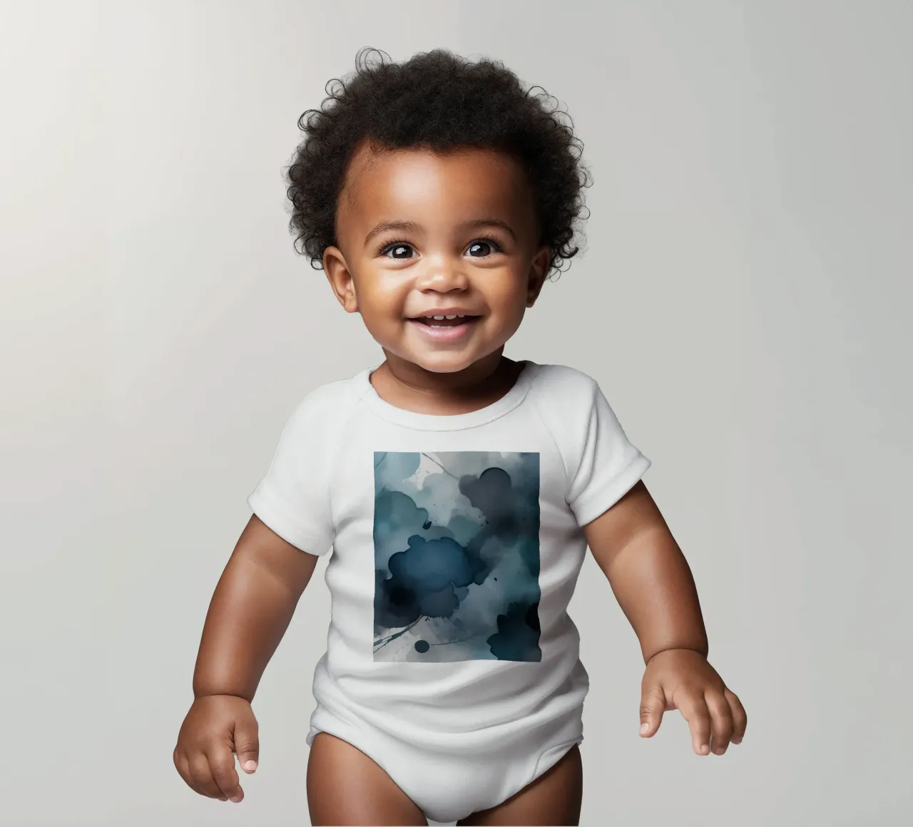 Colorful abstract background design with dynamic brush strok short-sleeve baby romper by DesignDoodle