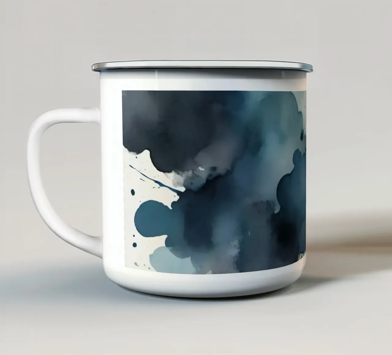Colorful abstract background design with dynamic brush strok enamel mug by DesignDoodle