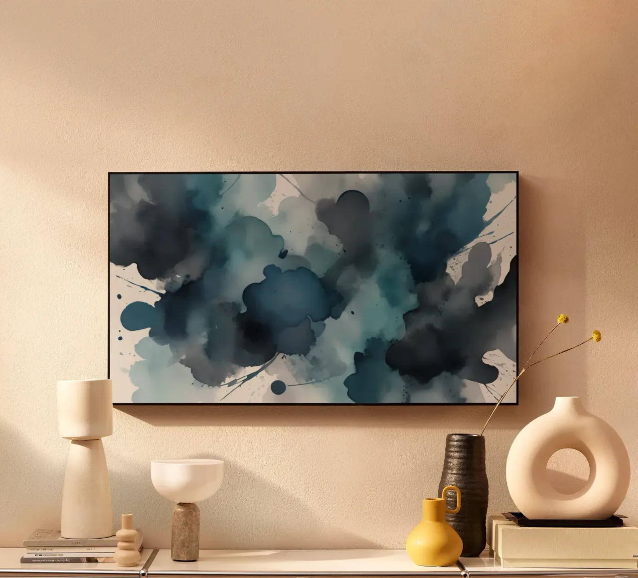 Colorful abstract background design with dynamic brush strok alu-dibond by DesignDoodle