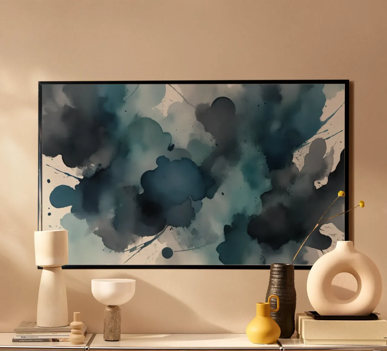 Colorful abstract background design with dynamic brush strok hahnemühle by DesignDoodle