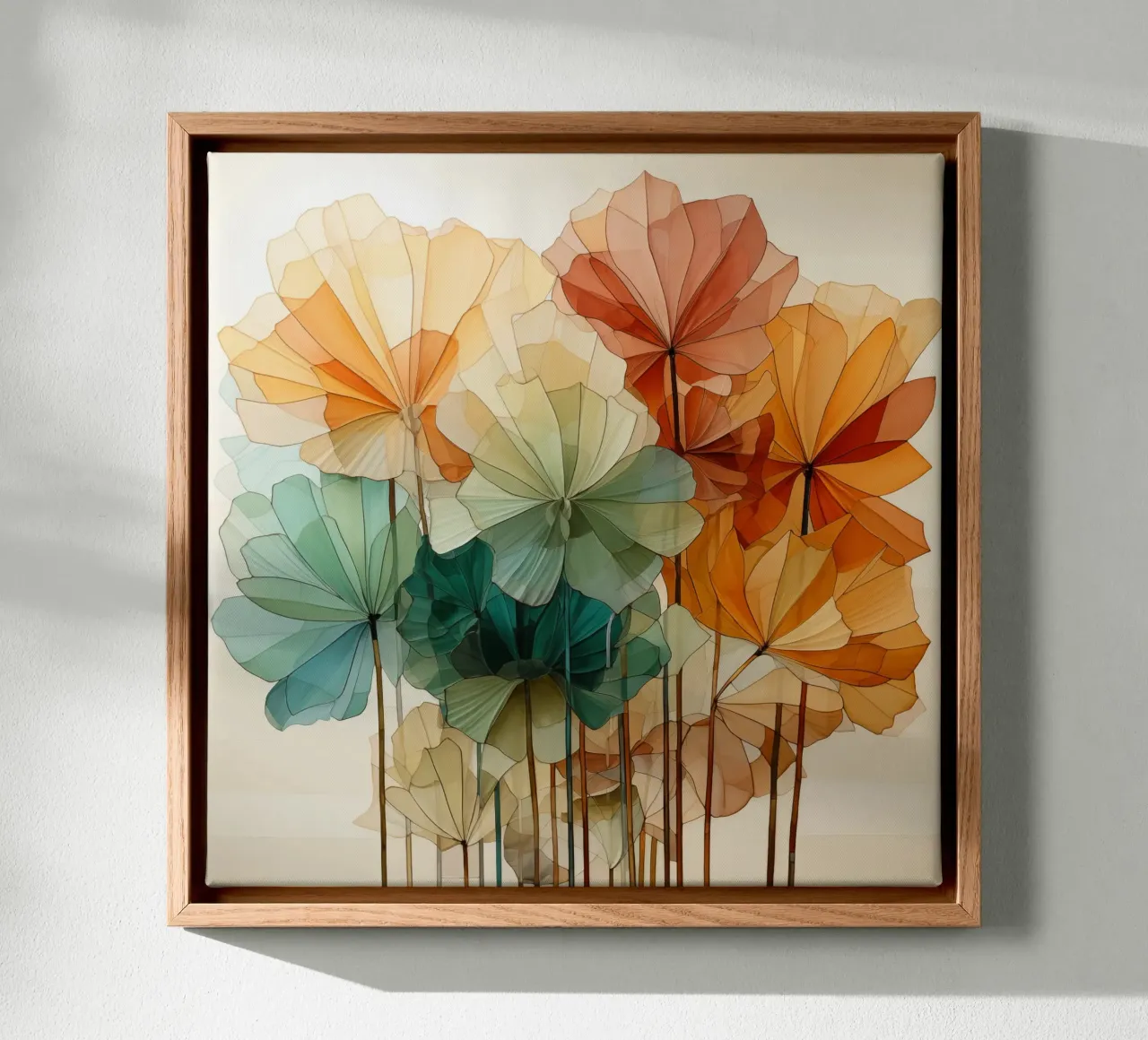 Gekleurde bloemen abstract canvas met Baklijst van Imagine