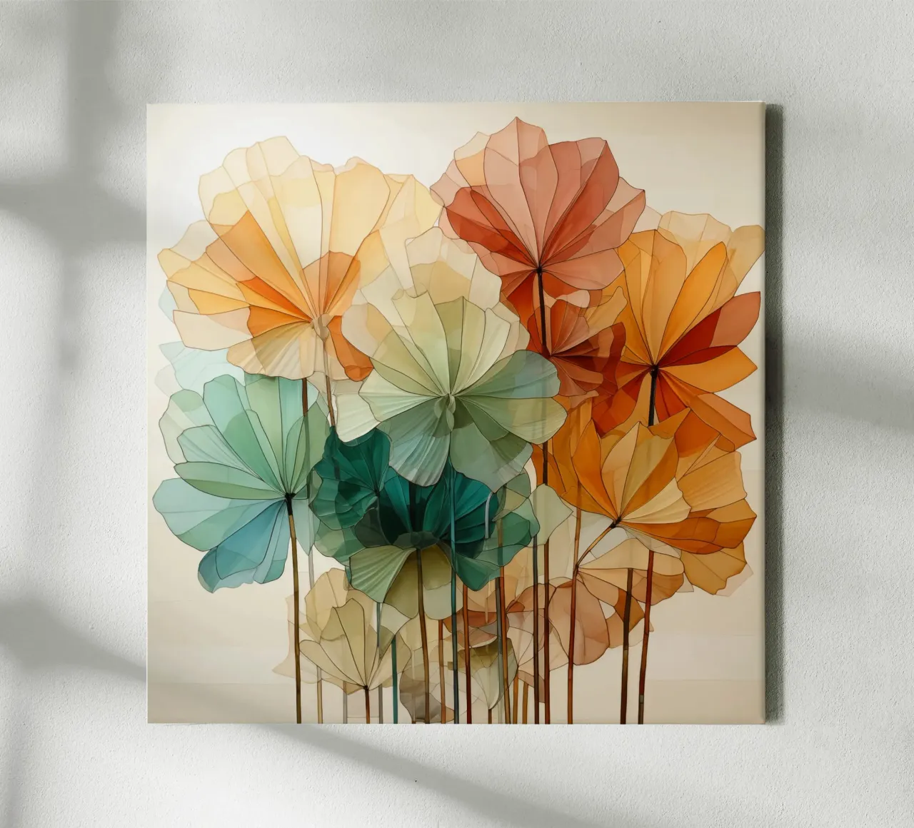 Gekleurde bloemen abstract canvas met Baklijst van Imagine