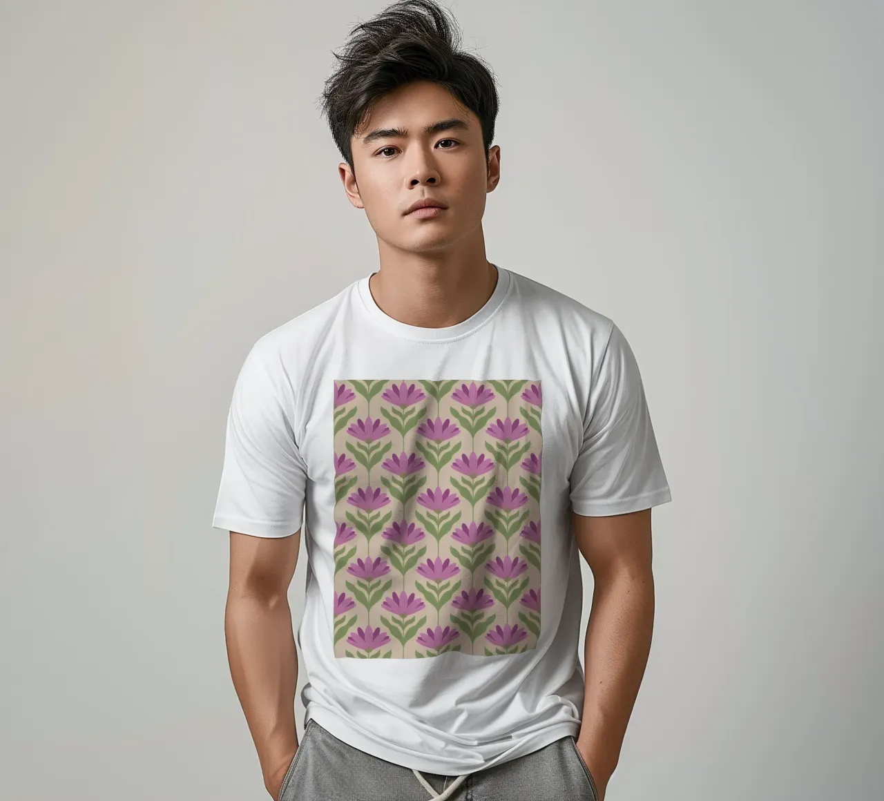 Violet Bloom - Bold Botanical Floral Pattern t-shirt by Wackapacka