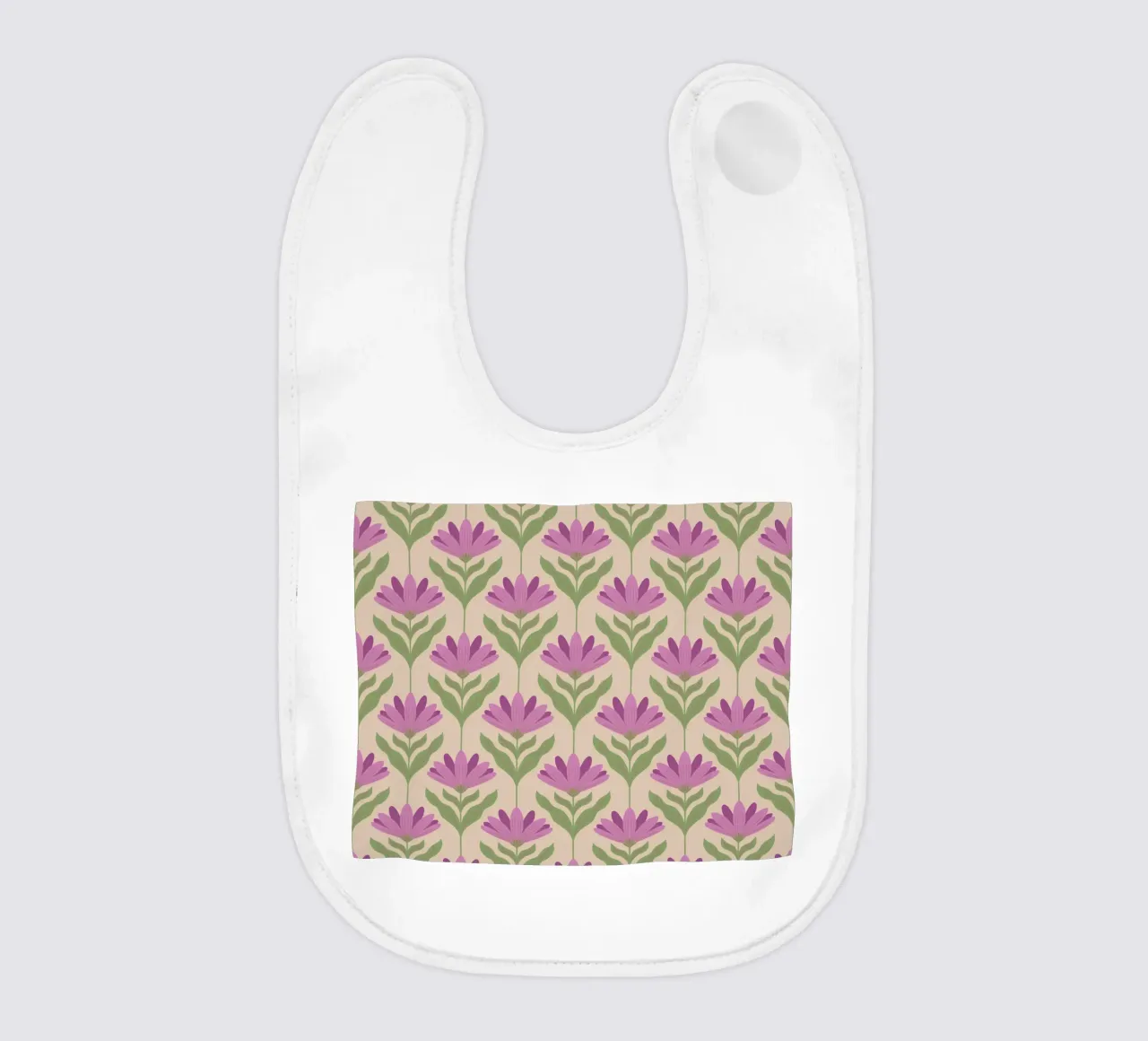 Violet Bloom - Bold Botanical Floral Pattern baby bib by Wackapacka
