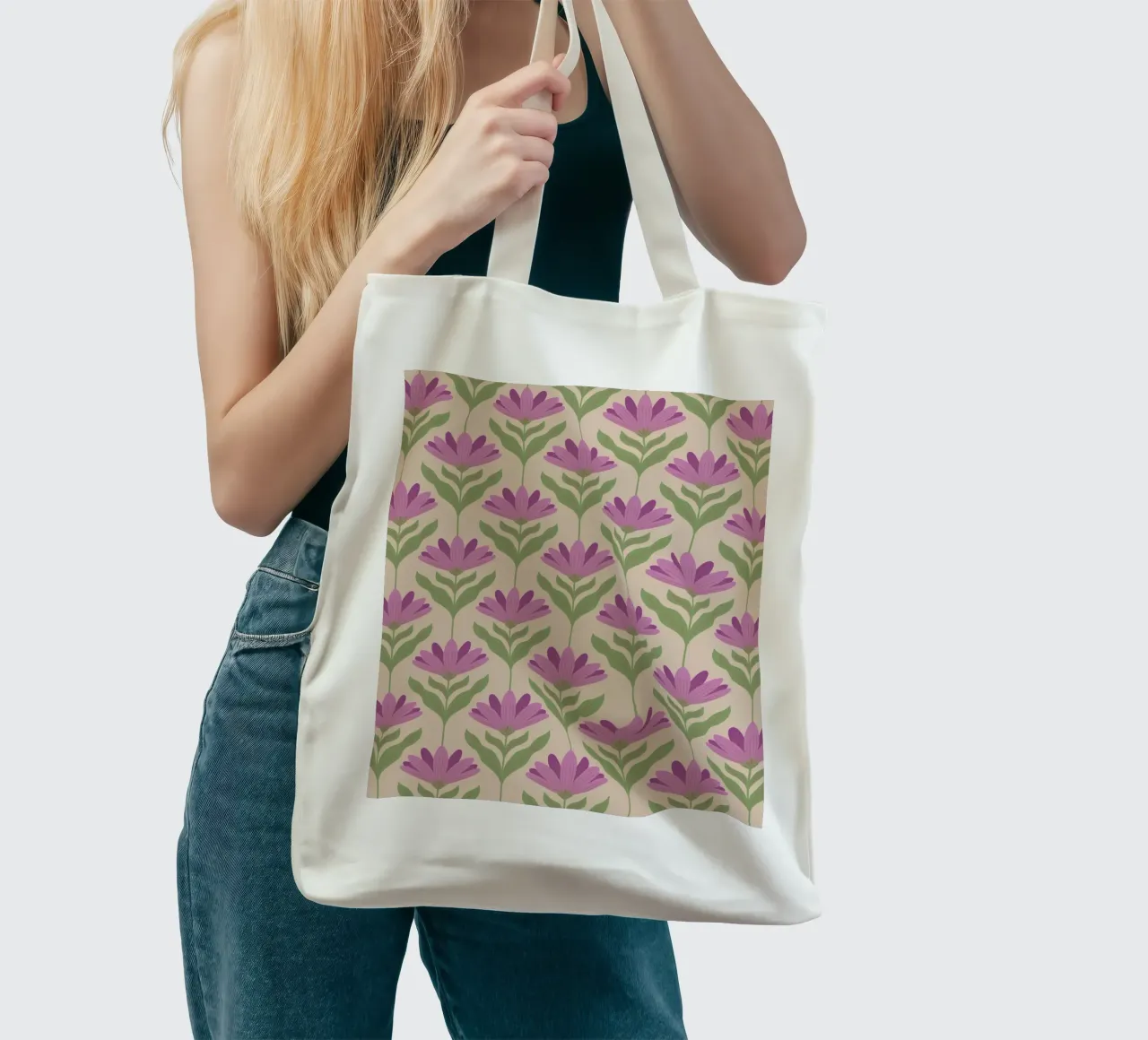 Violet Bloom - Bold Botanical Floral Pattern tote bag by Wackapacka