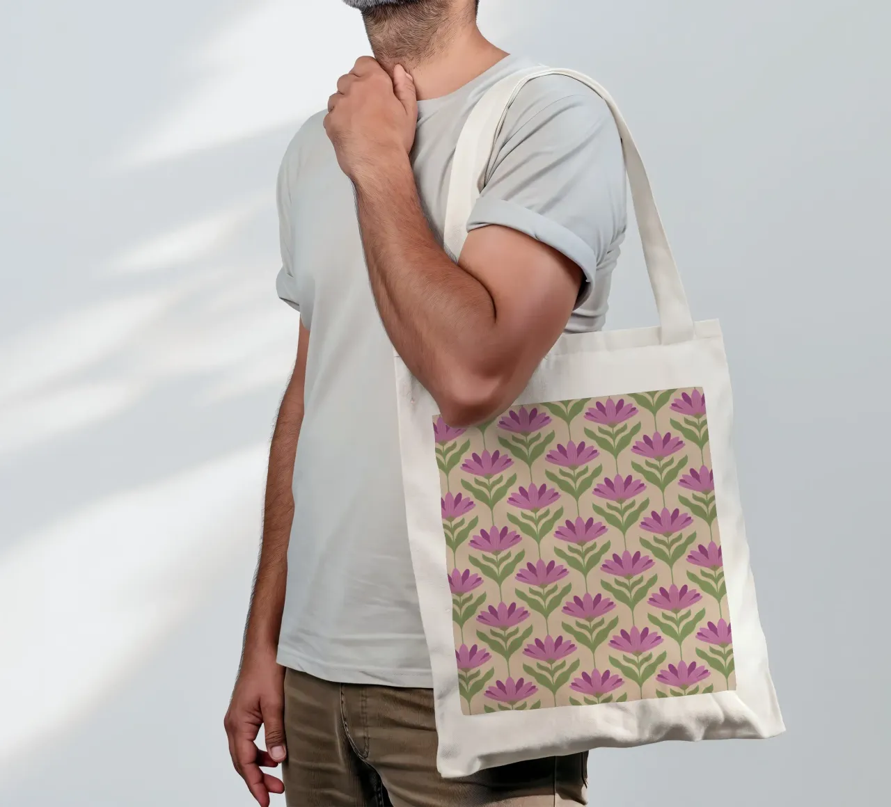 Violet Bloom - Bold Botanical Floral Pattern tote bag by Wackapacka