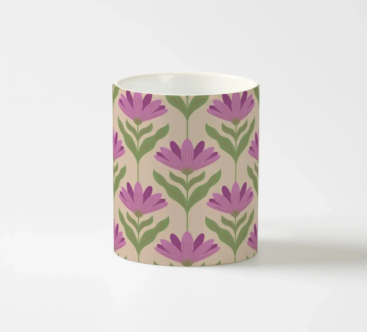 Violet Bloom - Bold Botanical Floral Pattern ceramic mug by Wackapacka
