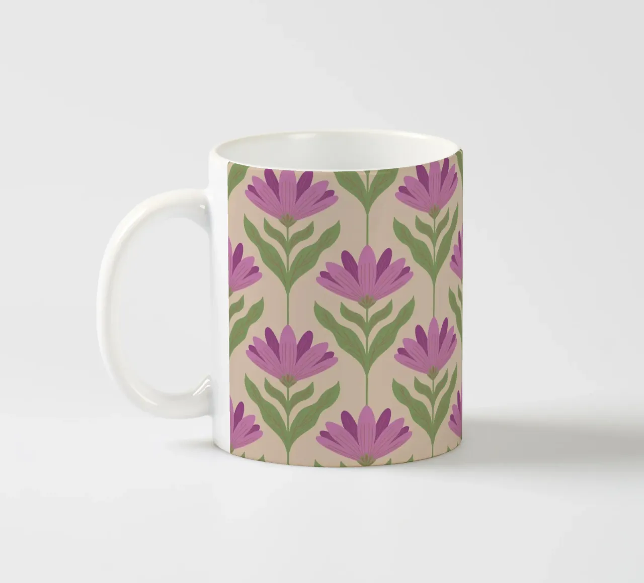 Violet Bloom - Bold Botanical Floral Pattern ceramic mug by Wackapacka
