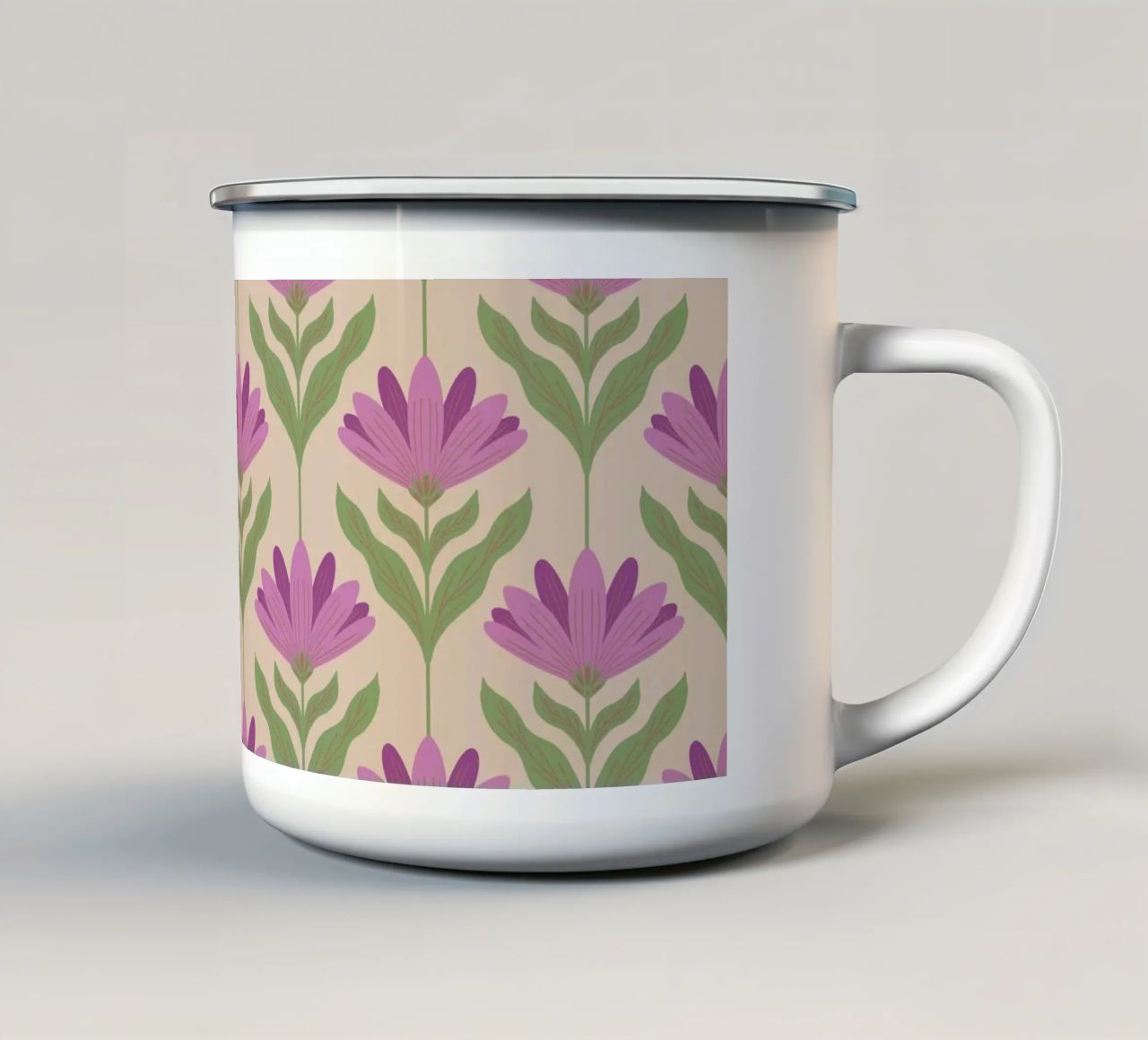 Violet Bloom - Audace motivo floreale botanico tazza in smalto da Wackapacka