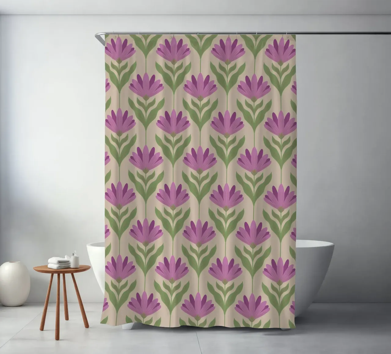 Violet Bloom - Bold Botanical Floral Pattern shower curtain by Wackapacka