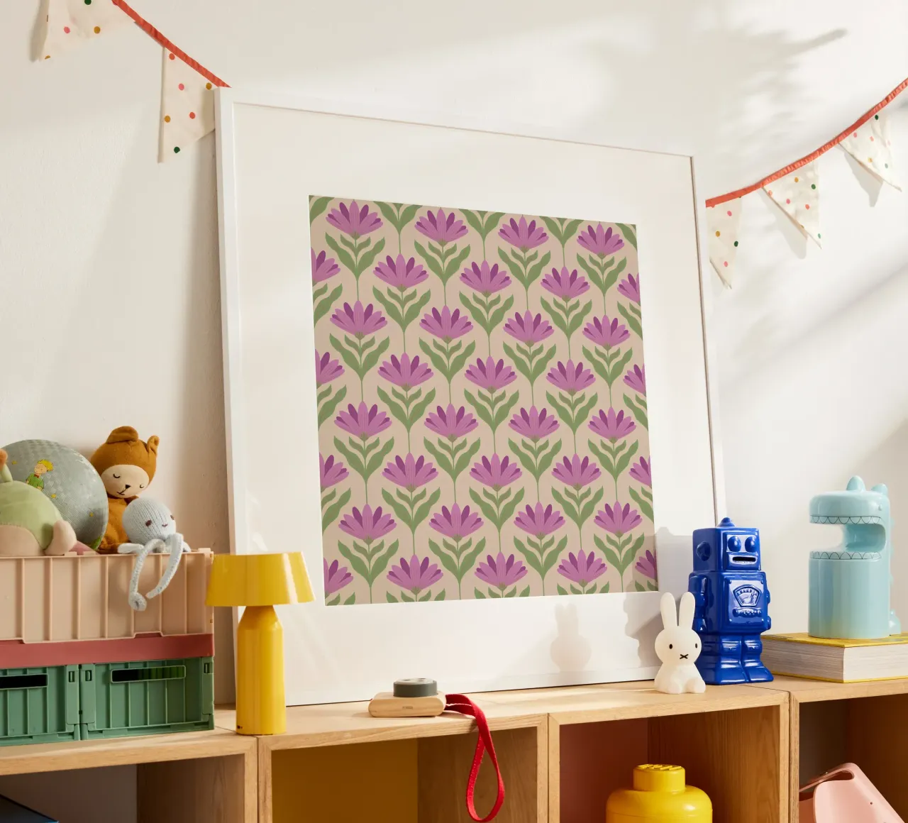 Violet Bloom - Audace motivo floreale botanico poster con telaio in alluminio da Wackapacka
