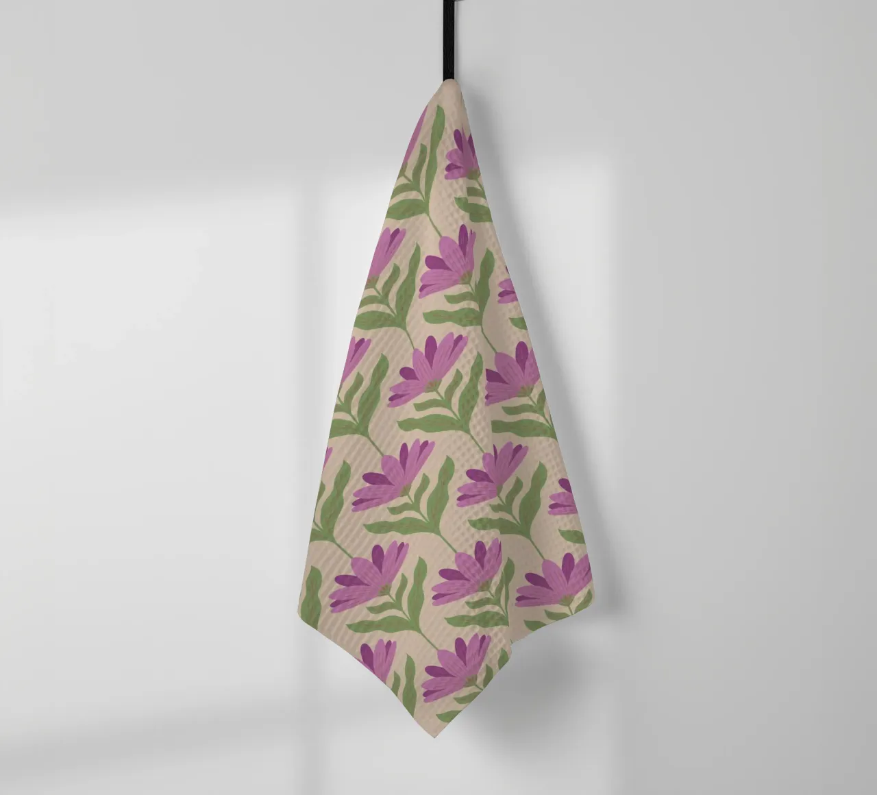 Violet Bloom - Bold Botanical Floral Pattern tea towel by Wackapacka