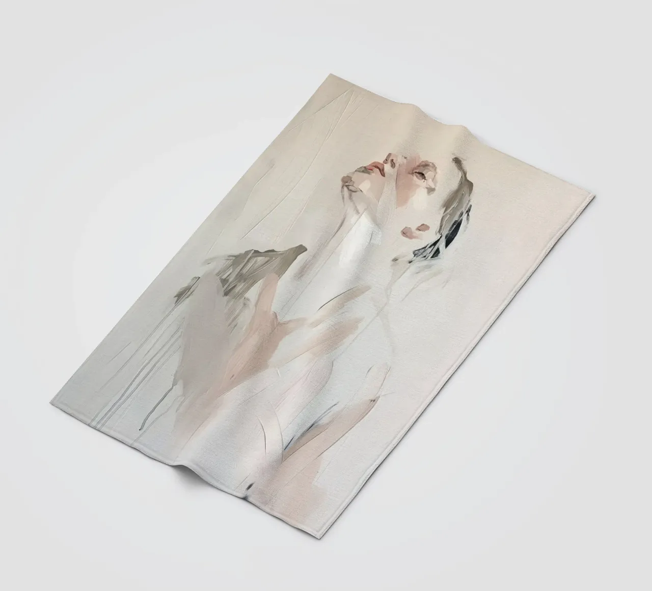 Abstract portrait in light colours fleece blanket by Imagine