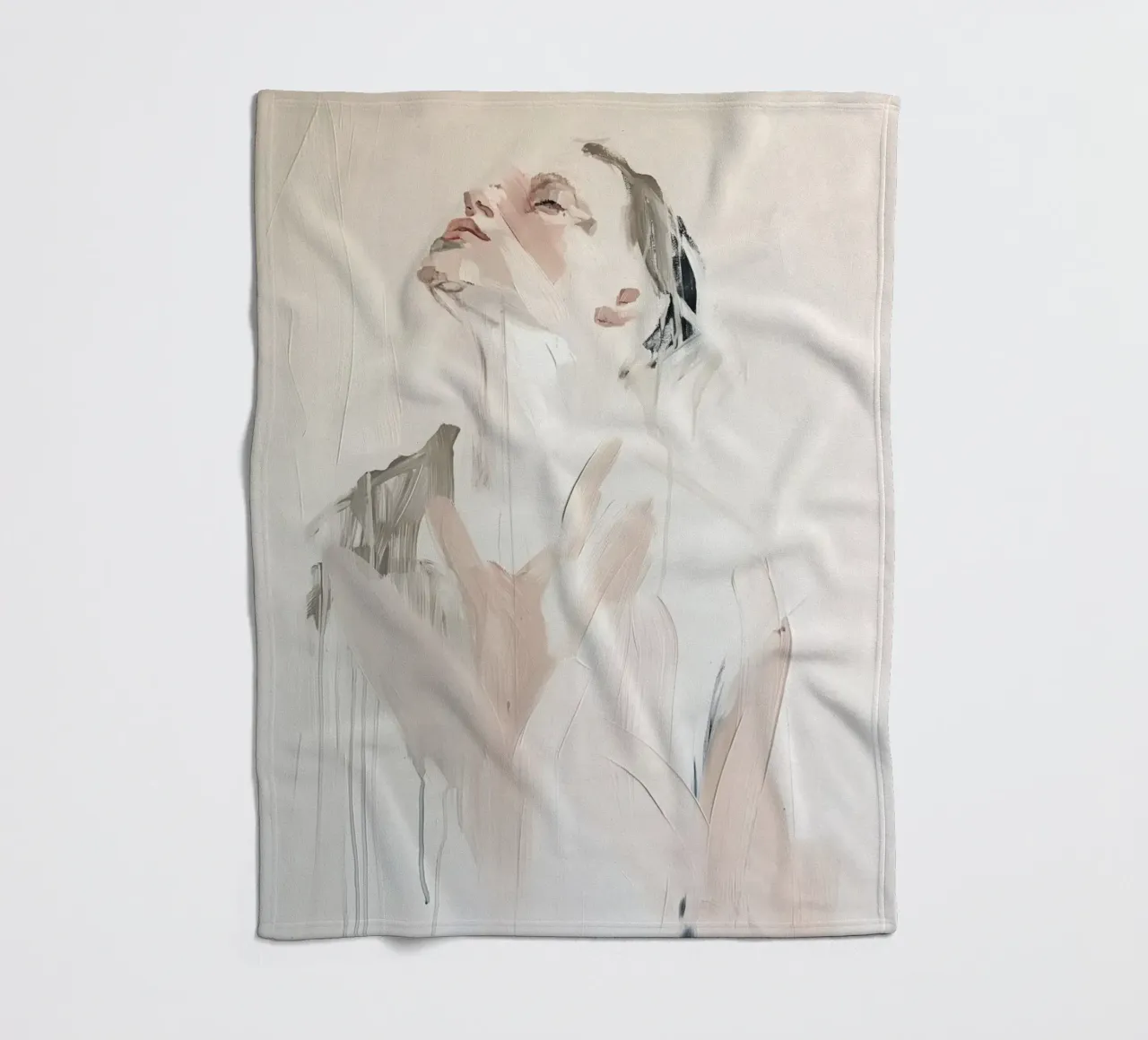 Abstract portrait in light colours fleece blanket by Imagine