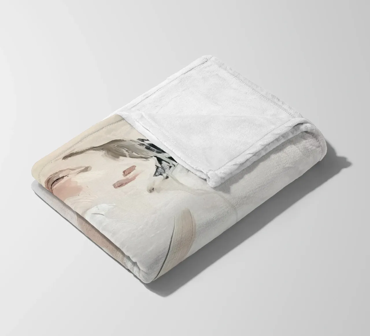 Abstract portrait in light colours fleece blanket by Imagine