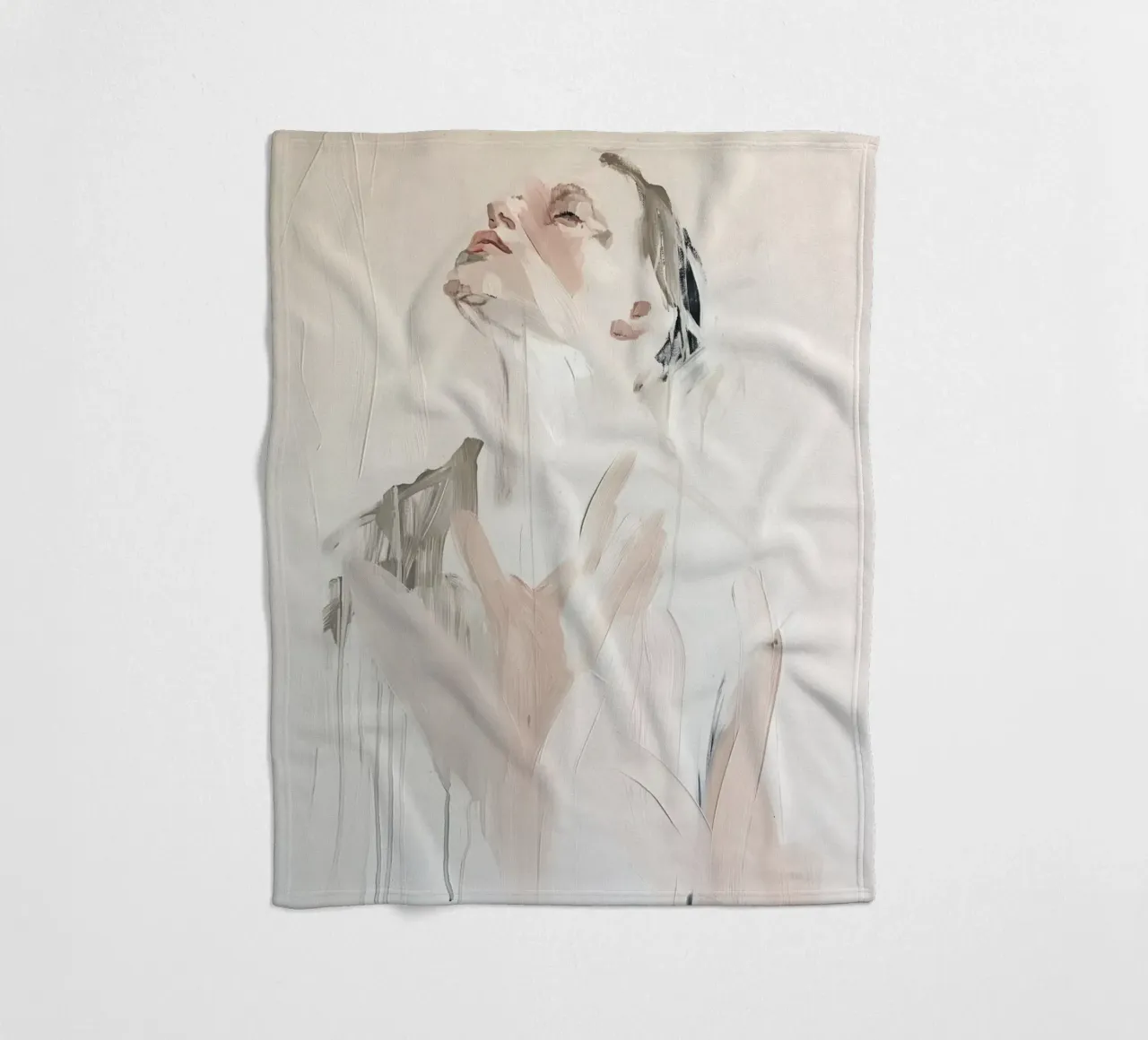 Abstract portrait in light colours fleece blanket by Imagine