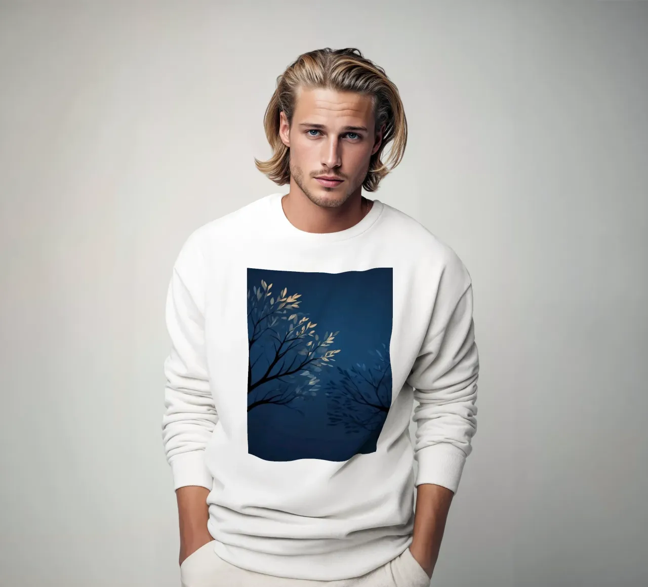 Carta da parati astratta con sagome scure di alberi felpa da DesignDoodle