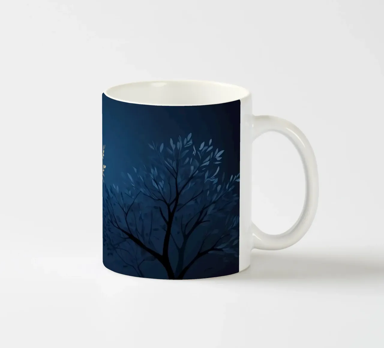 Carta da parati astratta con sagome scure di alberi tazza in ceramica da DesignDoodle