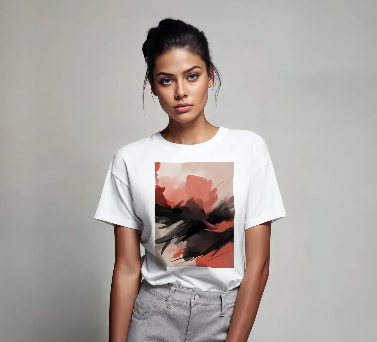 abstract background with striking red and black brush t-shirt by DesignDoodle