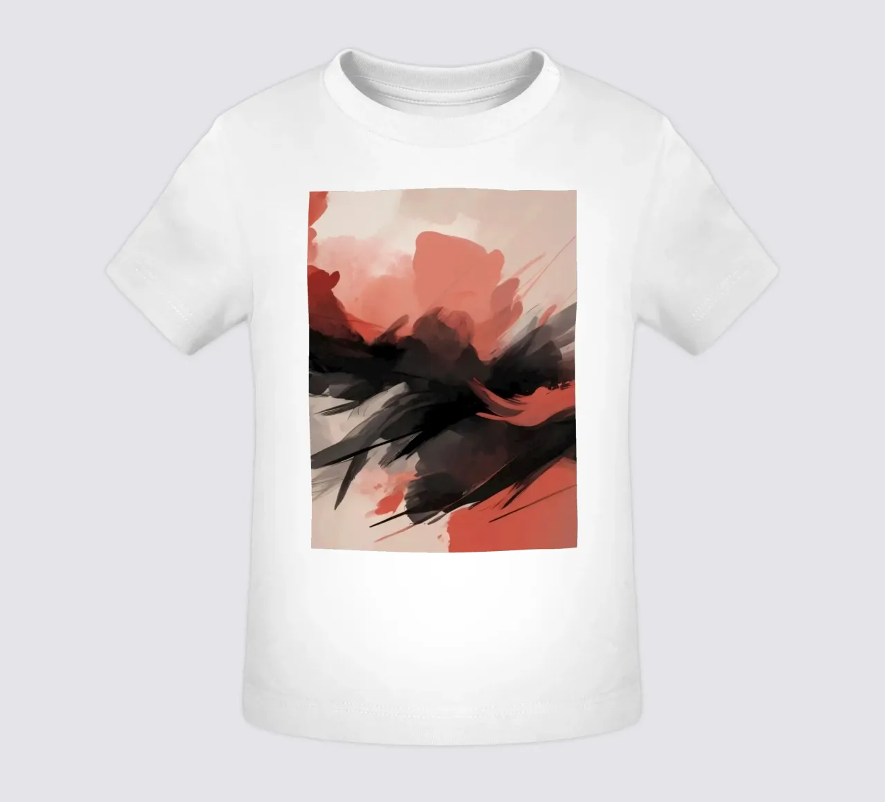 abstracte achtergrond met opvallend rood en zwart penseel baby t-shirt van DesignDoodle