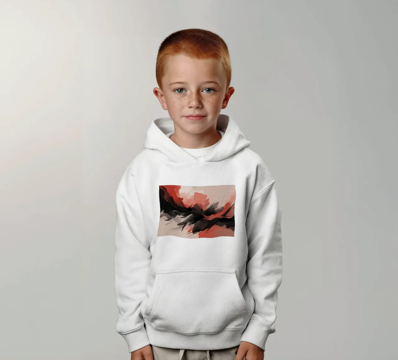 arrière-plan abstrait avec des pinceaux rouges et noirs sweat à capuche enfant de DesignDoodle