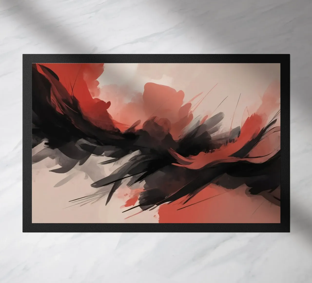 abstract background with striking red and black brush doormat by DesignDoodle