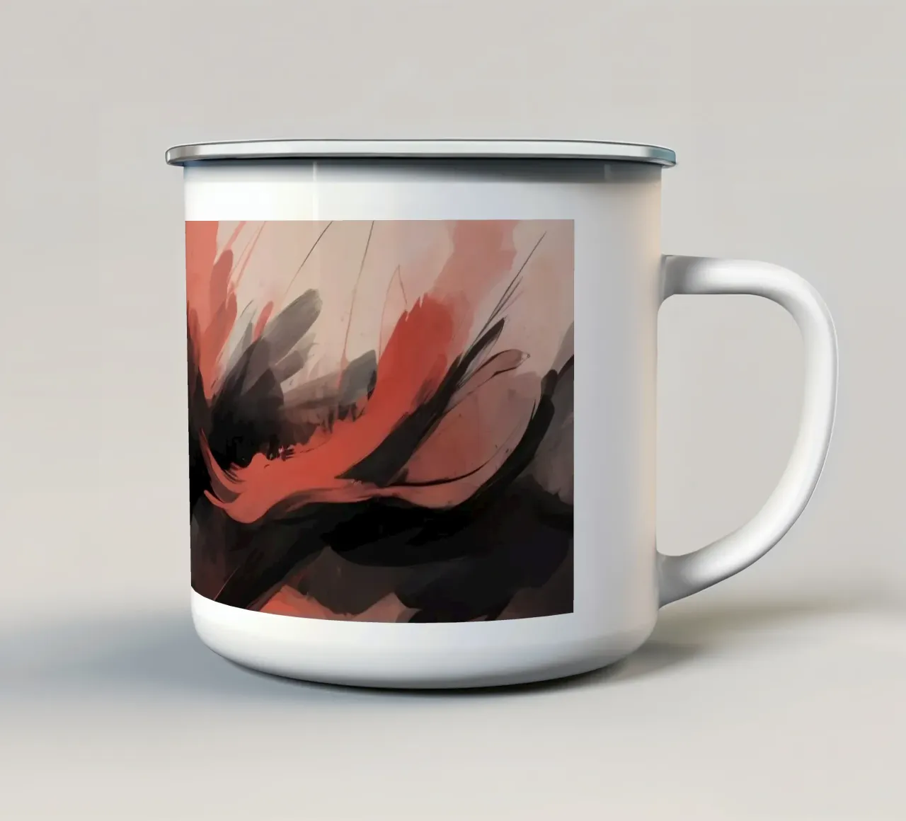 sfondo astratto con pennello rosso e nero tazza in smalto da DesignDoodle