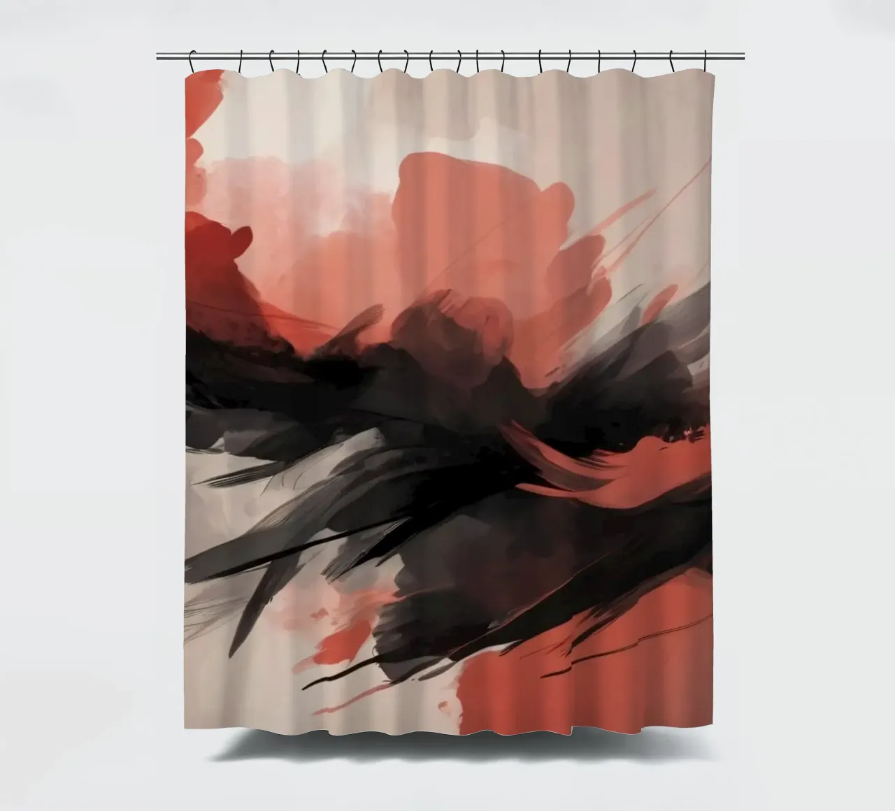 abstract background with striking red and black brush shower curtain by DesignDoodle