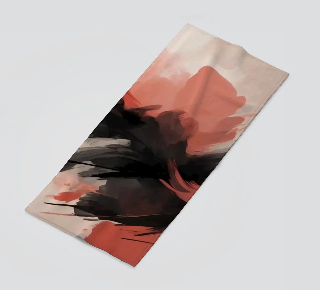 abstract background with striking red and black brush beach towel by DesignDoodle