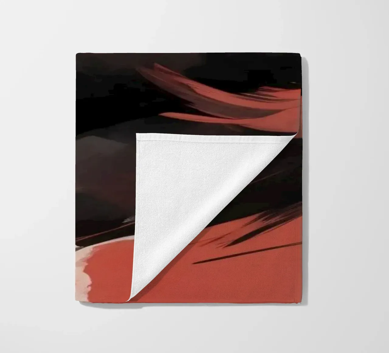 abstract background with striking red and black brush beach towel by DesignDoodle