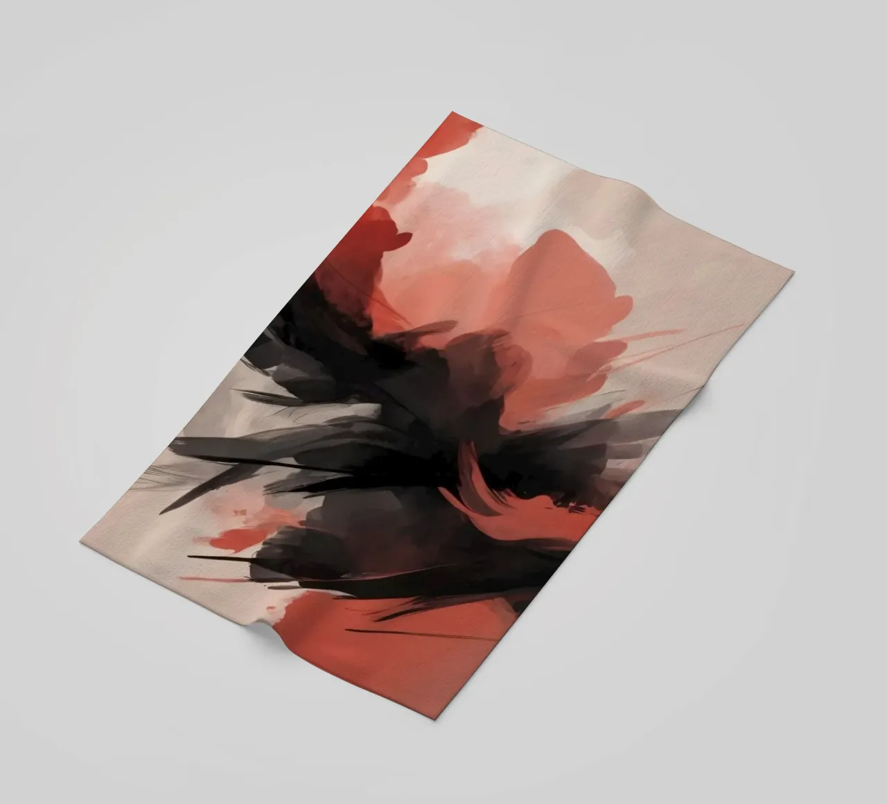 abstract background with striking red and black brush beach towel by DesignDoodle
