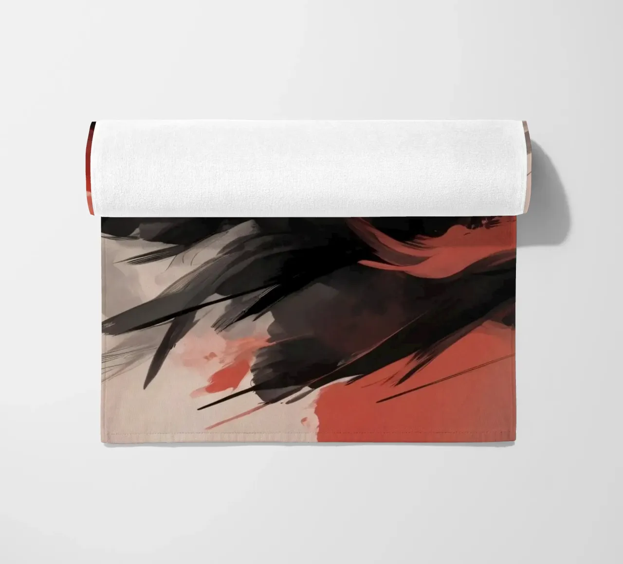 abstract background with striking red and black brush beach towel by DesignDoodle