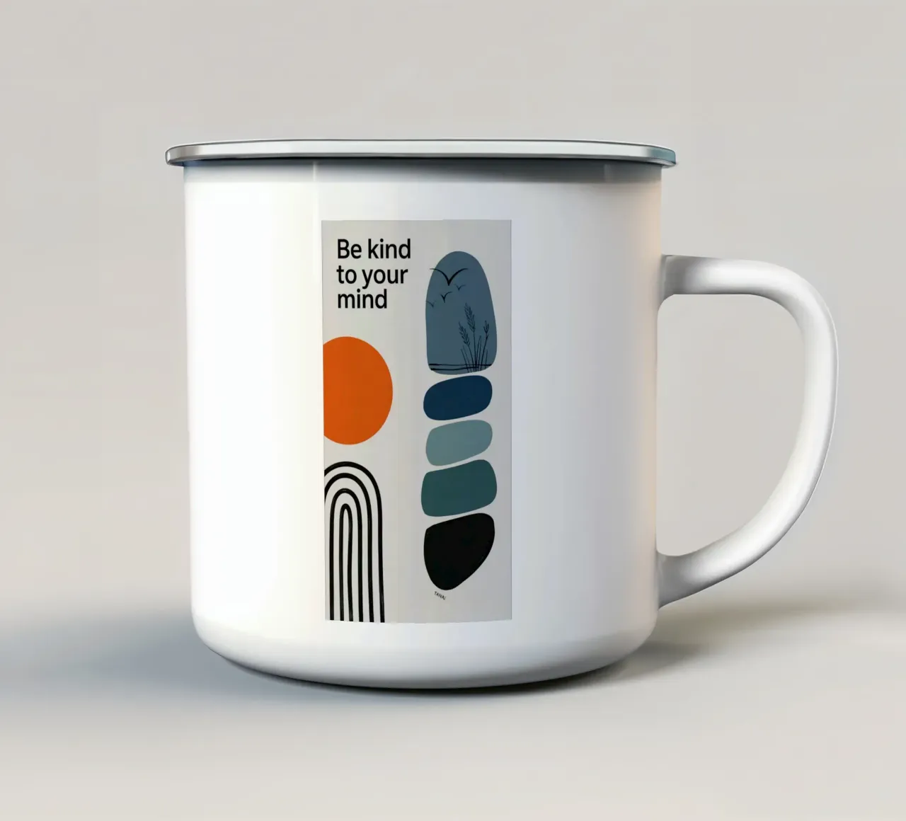 BE KIND TO YOUR MIND tazza in smalto da 20 Farben