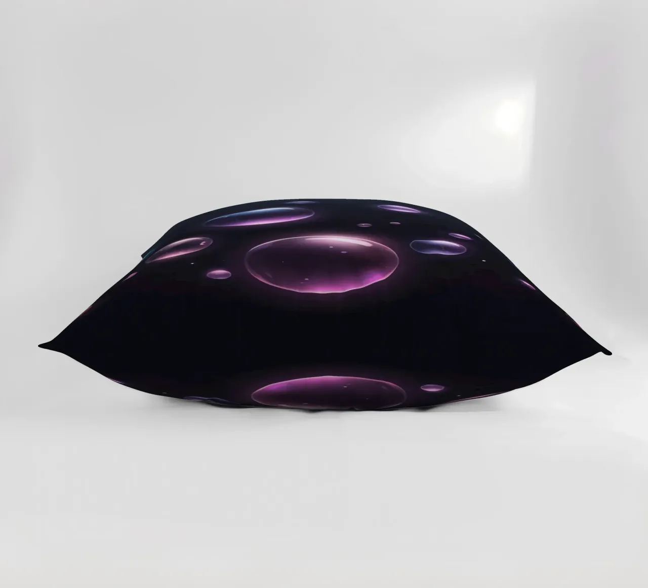 bubbles floating against a dark background mesmerizing art decorative cushion by DesignDoodle