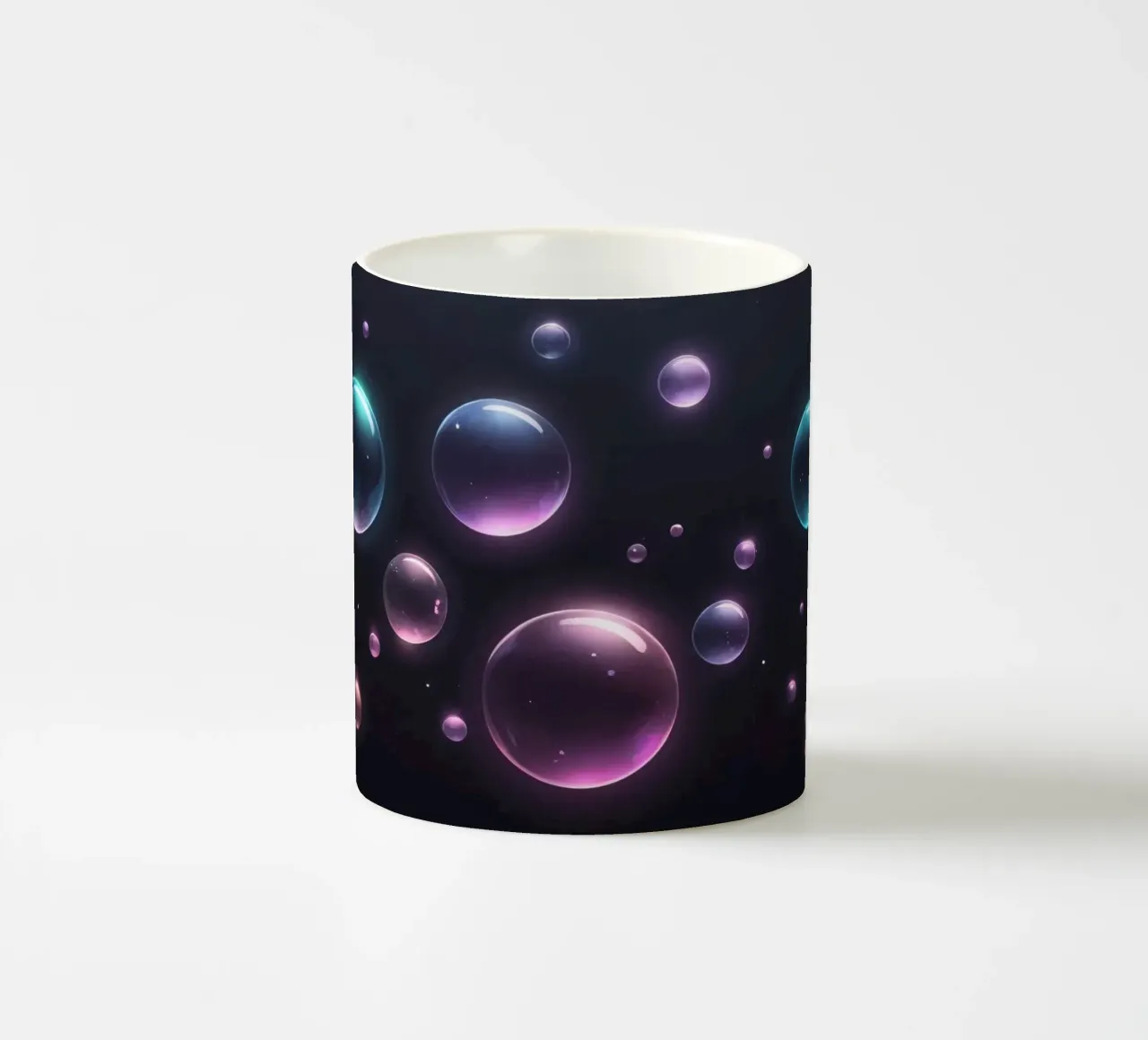 bubbles floating against a dark background mesmerizing art ceramic mug by DesignDoodle