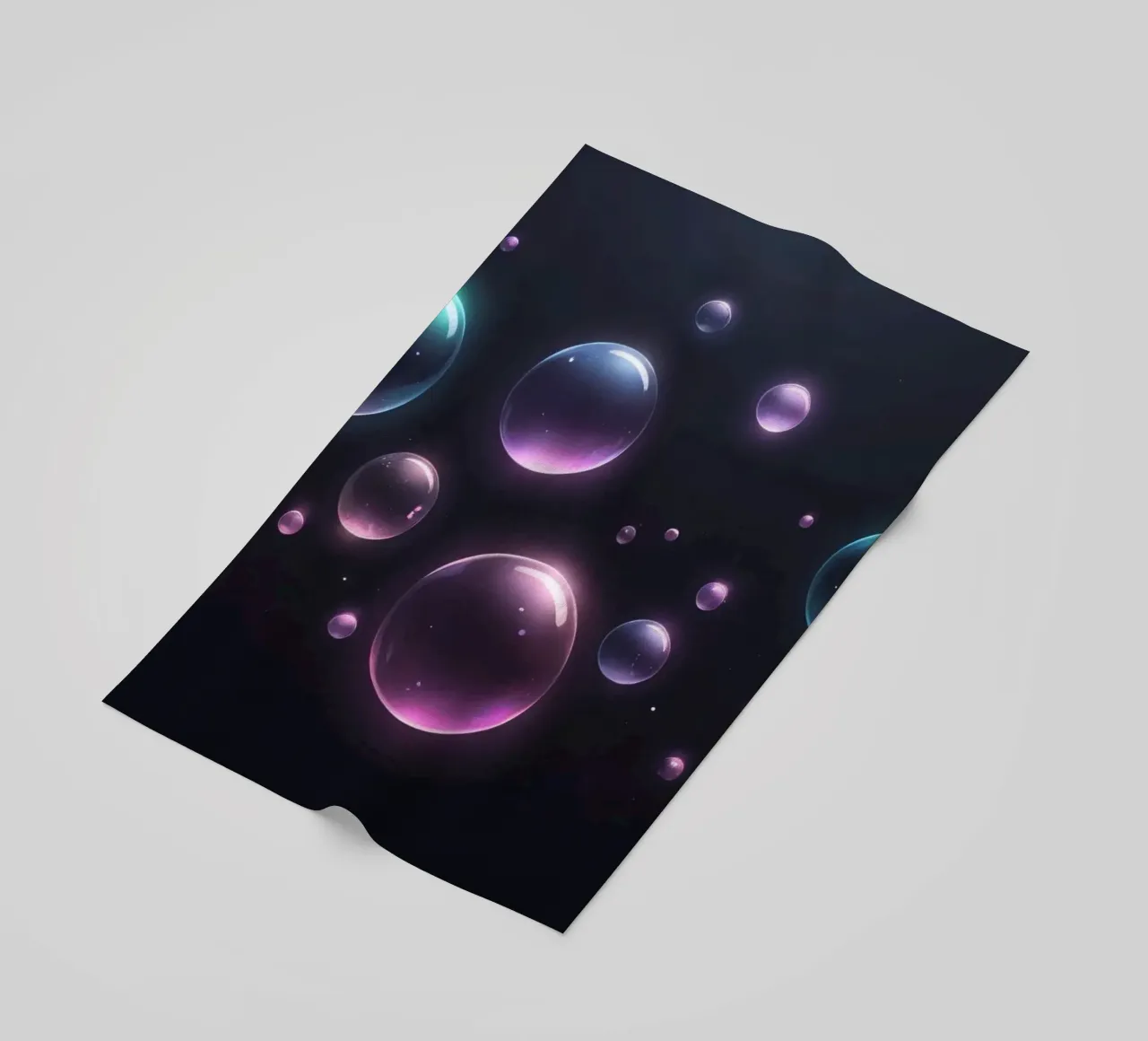 bubbles floating against a dark background mesmerizing art beach towel by DesignDoodle