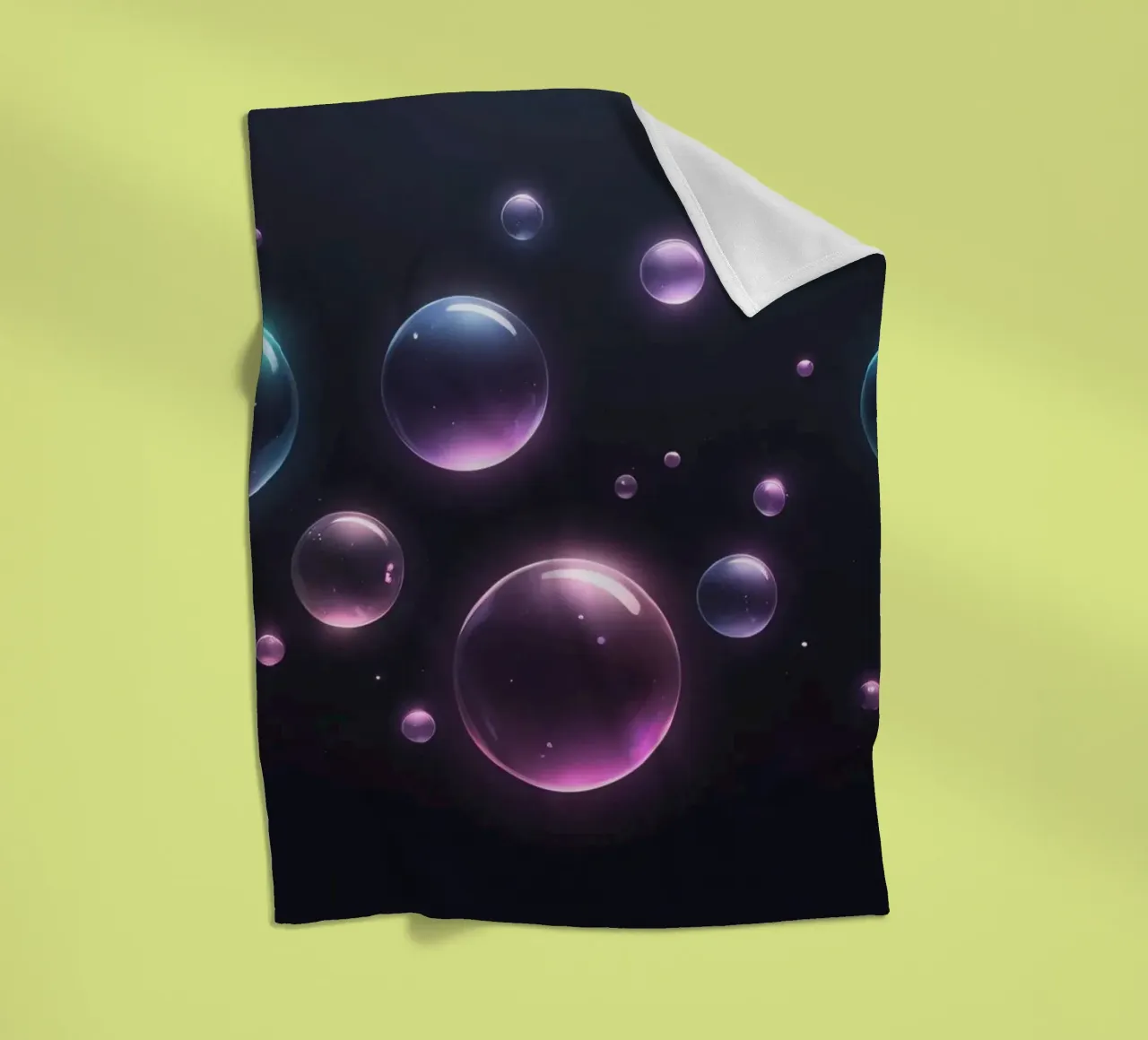 bubbles floating against a dark background mesmerizing art fleece blanket by DesignDoodle