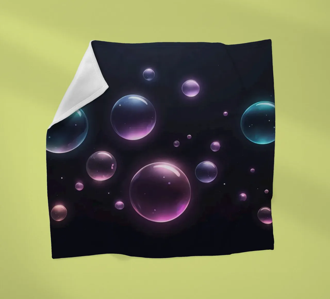 bubbles floating against a dark background mesmerizing art fleece blanket by DesignDoodle