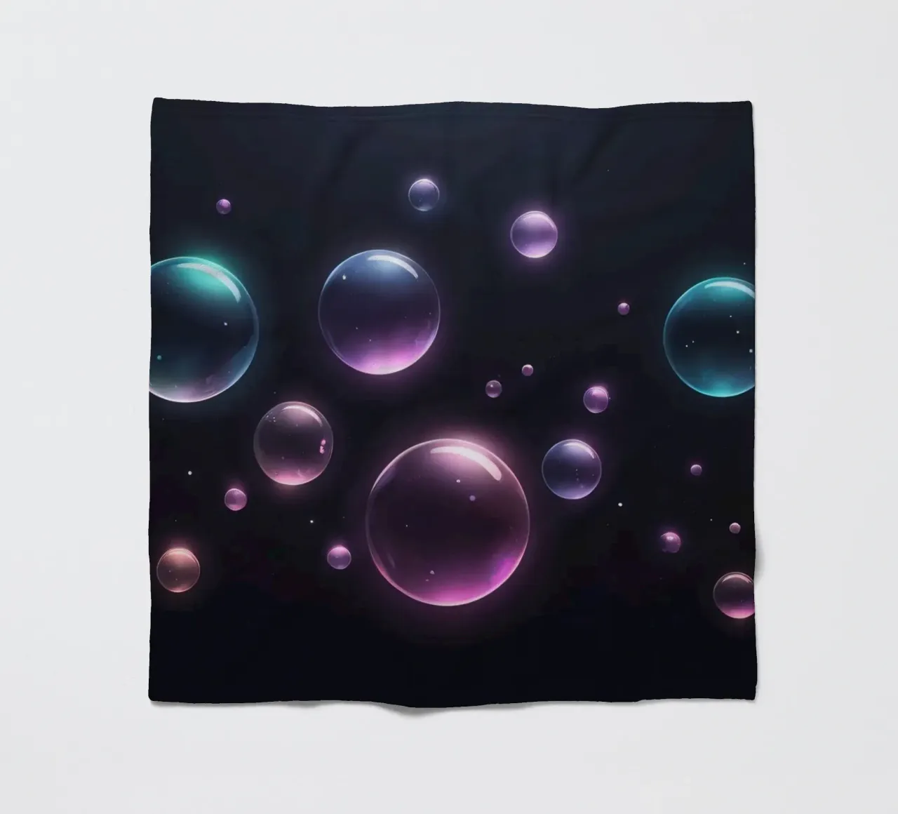 bubbles floating against a dark background mesmerizing art fleece blanket by DesignDoodle